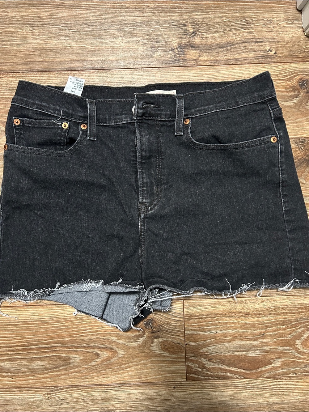 Levi's Black Raw Hem Denim Cutoff Shorts